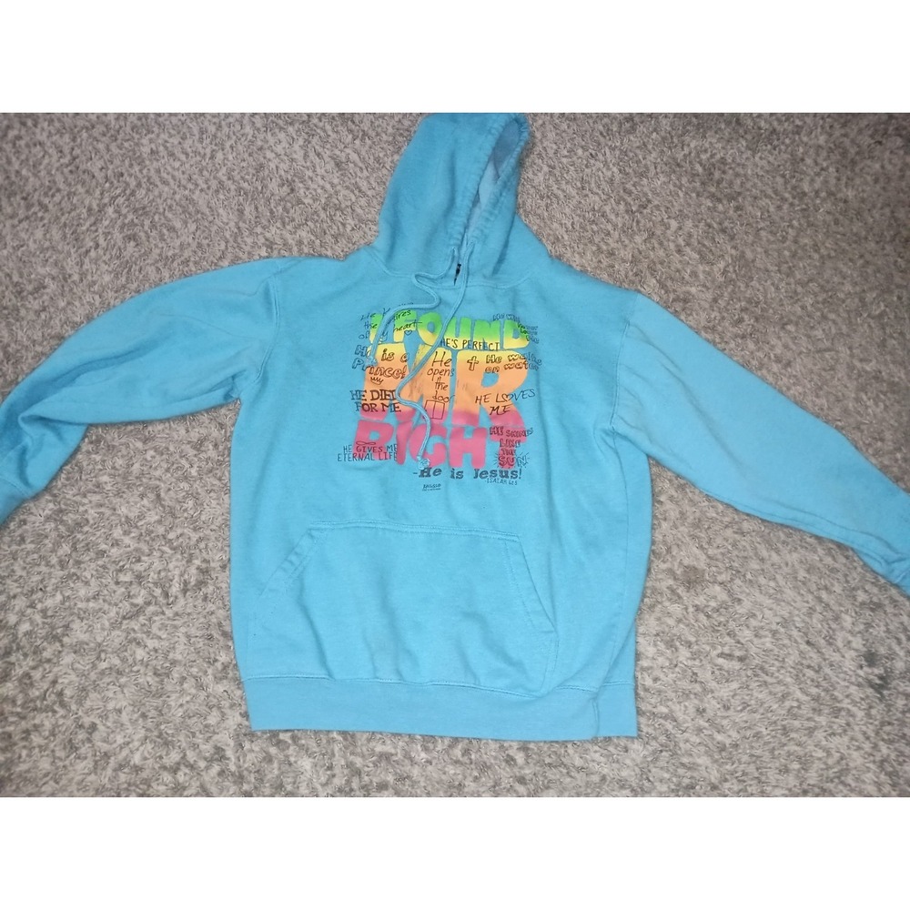 Kerusso Sweatshirt Hoodie Women's Sz Small Blue Jesus God Church Love Savior...